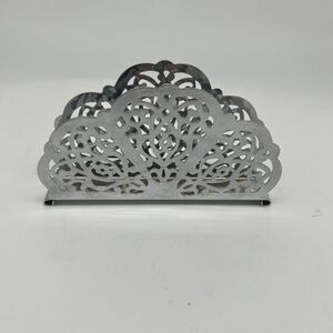 Vintage Irvin Ware USA Retro Silver Chrome Filigree Napkin / Letter Mail Holder